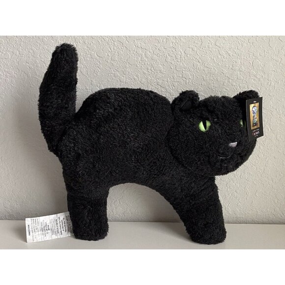 Cynthia Rowley Black CAT Shaped Pillow  Halloween GLOW IN THE DARK EYES Soft NEW - Picture 1 of 14